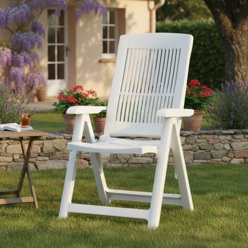 Sedia da Esterno Bianco una Sedia Schienale Reclinabile, Multiposizione Made in Italy - Dozier