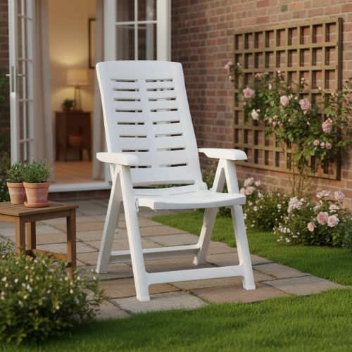Sedia da Esterno Bianco una Sedia Schienale Reclinabile, Multiposizione Made in Italy - Halsell