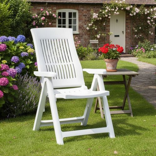 Sedia da Esterno Bianco una Sedia Schienale Reclinabile, Multiposizione Made in Italy - Heflin
