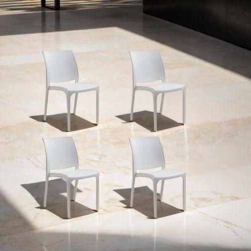 Sedia da esterno Dventurin, Seggiola da giardino, Seduta outdoor multiuso, Panchina da giardino, Made in Italy, 54x46 h80 cm, Bianco