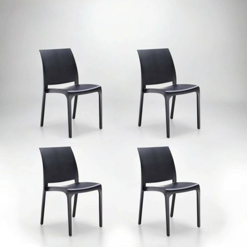 Sedia da esterno Dventurin, Seggiola da giardino, Seduta outdoor multiuso, Panchina da giardino, Made in Italy, 54x46 h80 cm, Nero