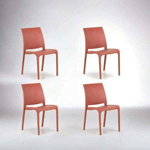 Sedia da esterno Dventurin, Seggiola da giardino, Seduta outdoor multiuso, Panchina da giardino, Made in Italy, 54x46 h80 cm, Rosa