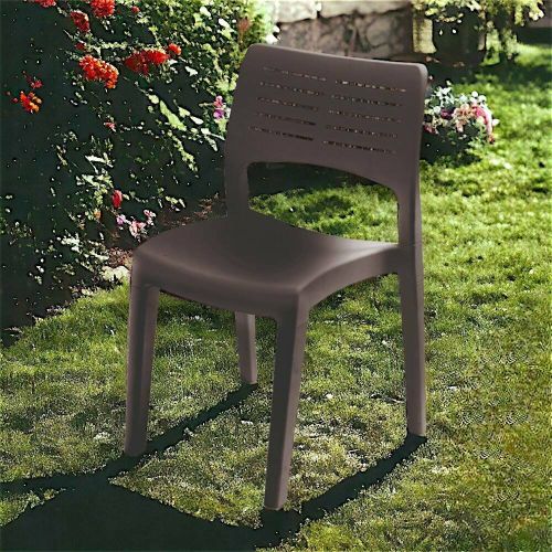 Sedia da esterno Gaeta, Seduta da giardino, Sedia per tavolo da pranzo, Poltrona outdoor, 100 % Made in Italy, 50x51h82 Cm, Antracite