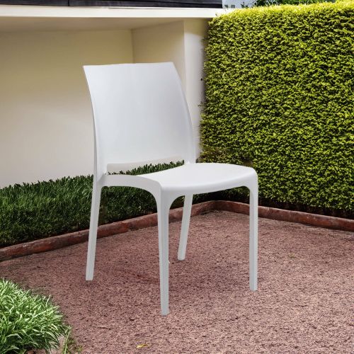 Sedia da esterno Miranda, Seggiola da giardino, Seduta outdoor multiuso, Panchina da giardino, Made in Italy, 54x46 h80 cm, Bianco