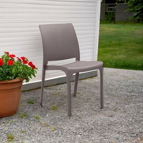 Sedia da esterno Miranda, Seggiola da giardino, Seduta outdoor multiuso, Panchina da giardino, Made in Italy, 54x46 h80 cm, Tortora