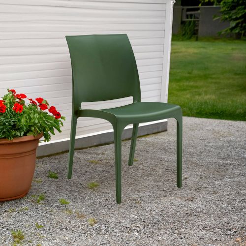 Sedia da esterno Miranda, Seggiola da giardino, Seduta outdoor multiuso, Panchina da giardino, Made in Italy, 54x46 h80 cm, Verde