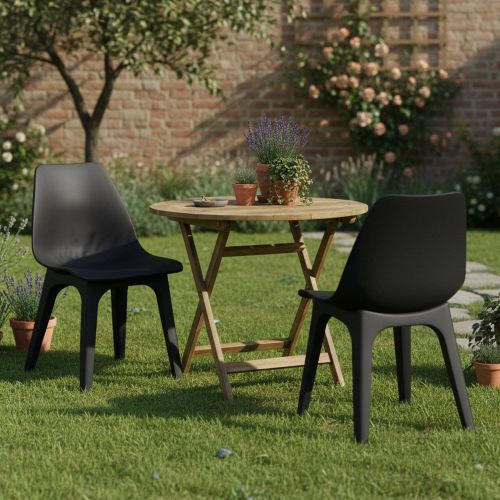 Sedia da Esterno Nero Antracite 2 Sedie Peso Supportato 120 kg, Sfumatura Colore Seduta Antracite Made in Italy - Montivilla