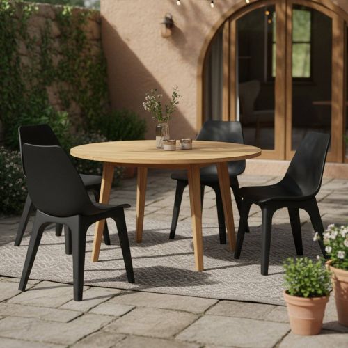 Sedia da Esterno Nero Antracite 4 Sedie Peso Supportato 120 kg, Sfumatura Colore Seduta Antracite Made in Italy - Montivilla