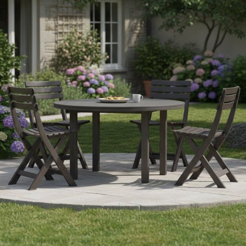 Sedia da Esterno Nero Antracite 4 Sedie Pieghevole, Peso Supportato 120 kg Made in Italy - Jennie