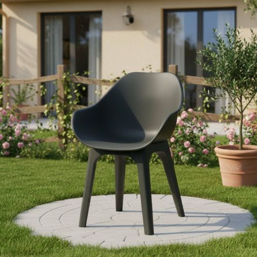Sedia da Esterno Nero Antracite una Sedia Braccioli, Peso Supportato 120 kg Made in Italy - Wesconnett