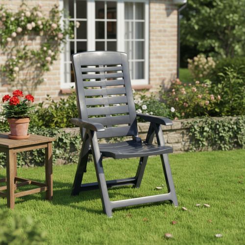 Sedia da Esterno Nero Antracite una Sedia Schienale Reclinabile, Multiposizione Made in Italy - Halsell