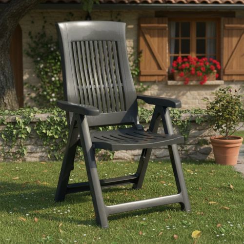 Sedia da Esterno Nero Antracite una Sedia Schienale Reclinabile, Multiposizione Made in Italy - Heflin