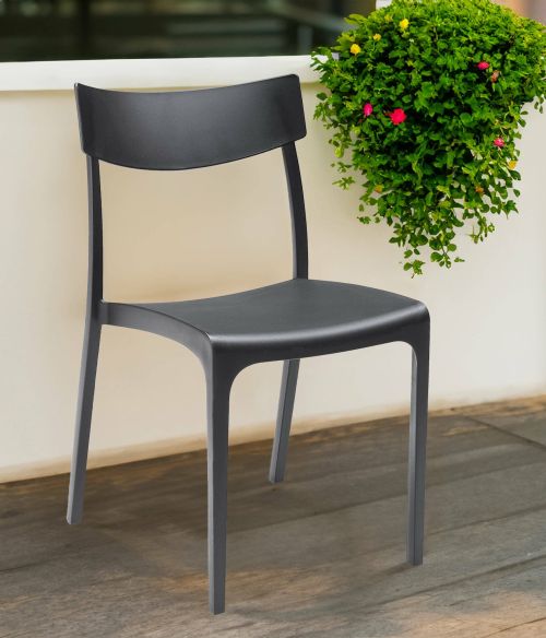 Sedia da esterno Orcus, Seggiola da giardino, Seduta outdoor multiuso, Panchina da giardino, Made in Italy, 54x46 h80 cm, Antracite