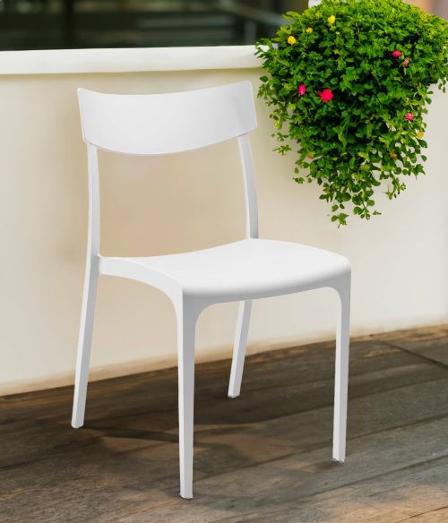 Sedia da esterno Orcus, Seggiola da giardino, Seduta outdoor multiuso, Panchina da giardino, Made in Italy, 54x46 h80 cm, Bianco