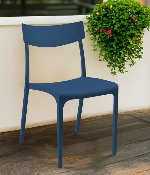 Sedia da esterno Orcus, Seggiola da giardino, Seduta outdoor multiuso, Panchina da giardino, Made in Italy, 54x46 h80 cm, Blu