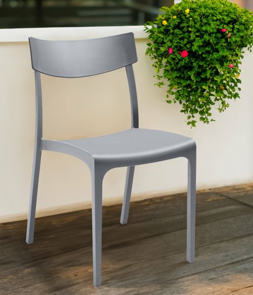 Sedia da esterno Orcus, Seggiola da giardino, Seduta outdoor multiuso, Panchina da giardino, Made in Italy, 54x46 h80 cm, Grigio