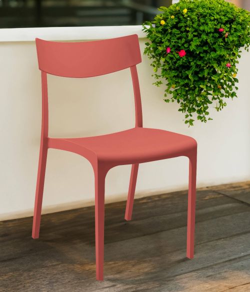 Sedia da esterno Orcus, Seggiola da giardino, Seduta outdoor multiuso, Panchina da giardino, Made in Italy, 54x46 h80 cm, Rosso