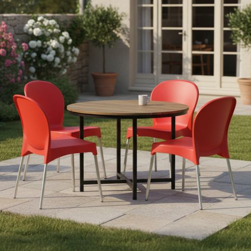 Sedia da Esterno Rosso 4 Sedie Impilabile, Peso Supportato 120 kg Made in Italy - Eclectic