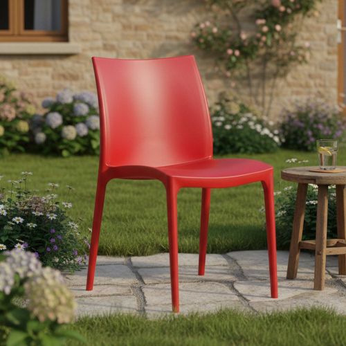 Sedia da Esterno Rosso una Sedia Impilabile, Peso Supportato 120 kg Made in Italy - Grover