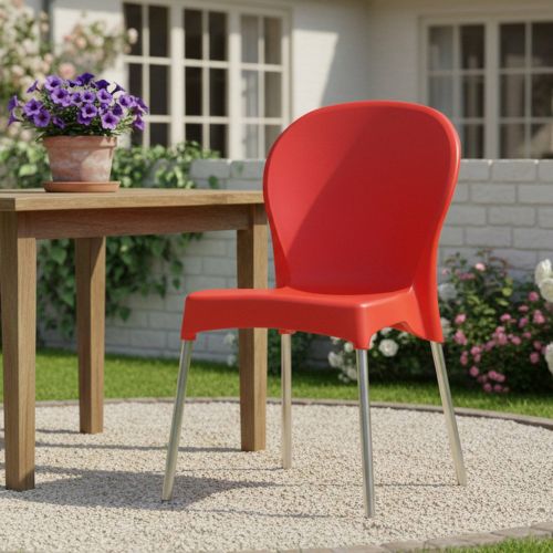 Sedia da Esterno Rosso una Sedia Impilabile, Peso Supportato 120 kg Made in Italy - Linder