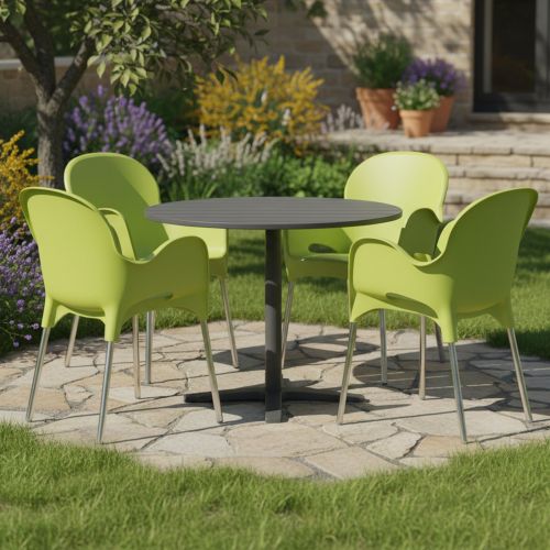 Sedia da Esterno Verde 4 Sedie Impilabile, Braccioli Made in Italy - Raimund