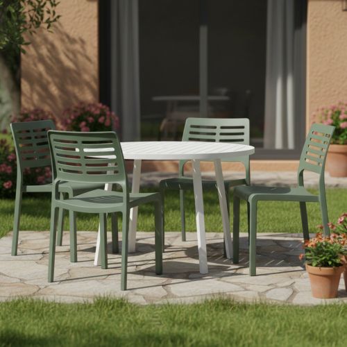 Sedia da Esterno Verde 4 Sedie Impilabile, Peso Supportato 120 kg Made in Italy - Canoe
