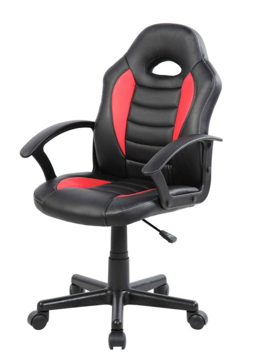 Sedia da gaming Hervey, Poltrona da gaming ragazzo, Sedia da scrivania, 56x55h89-100 cm, Nero e Rosso