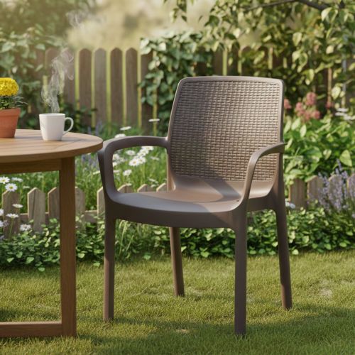 Sedia da giardino elegante impilabile marrone - Asha