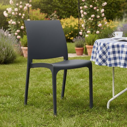 Sedia da giardino impilabile nero - Tambora