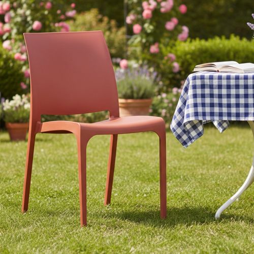 Sedia da giardino impilabile rosa - Tambora