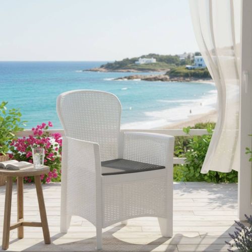 Sedia da giardino in plastica bianco - Amilton