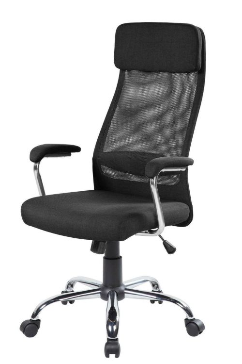 Sedia da ufficio Adel, Poltrona direzionale con braccioli, Sedia ergonomica da ufficio, 65x65h114-125 cm, Nero
