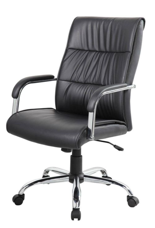 Sedia da ufficio Ballarat, Poltrona direzionale con braccioli, Sedia ergonomica da ufficio, 69x60h105-115 cm, Nero