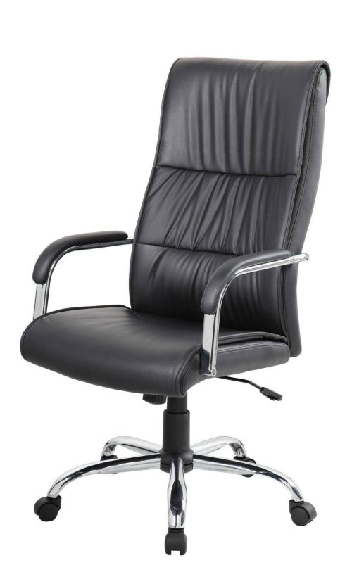 Sedia da ufficio Bendigo, Poltrona presidenziale alta con braccioli, Sedia ergonomica da ufficio, 69x60h120-130 cm, Nero