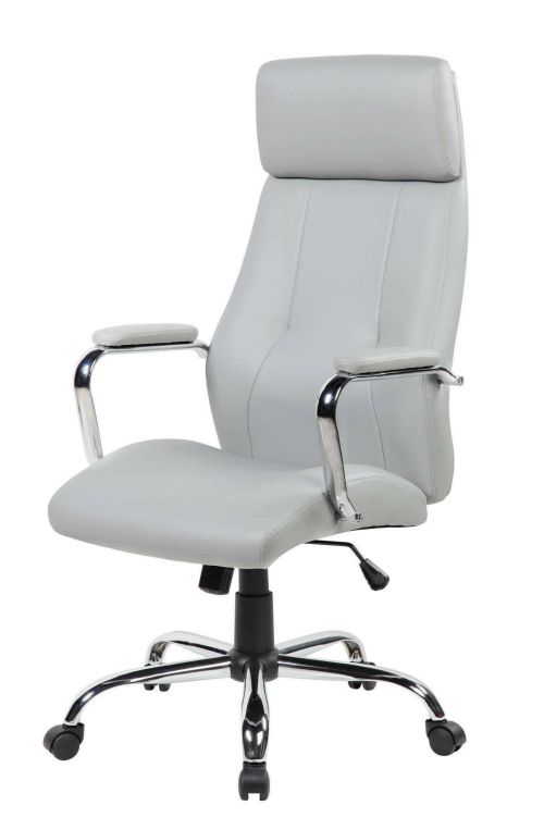Sedia da ufficio Cairns, Poltrona presidenziale con braccioli, Sedia ergonomica da ufficio, 66x62h121-131 cm, Grigio