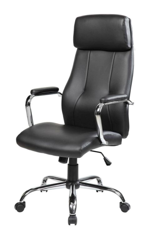 Sedia da ufficio Cairns, Poltrona presidenziale con braccioli, Sedia ergonomica da ufficio, 66x62h121-131 cm, Nero