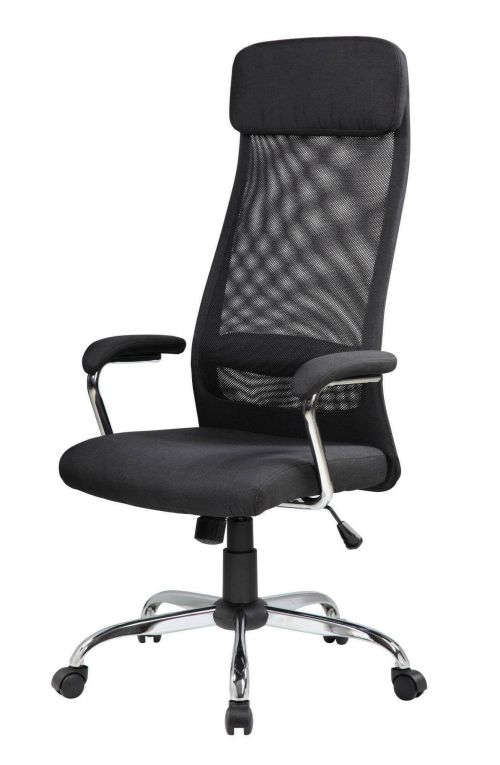 Sedia da ufficio Canberra, Poltrona presidenziale con braccioli, Sedia ergonomica da ufficio, 65x65h126-136 cm, Nero