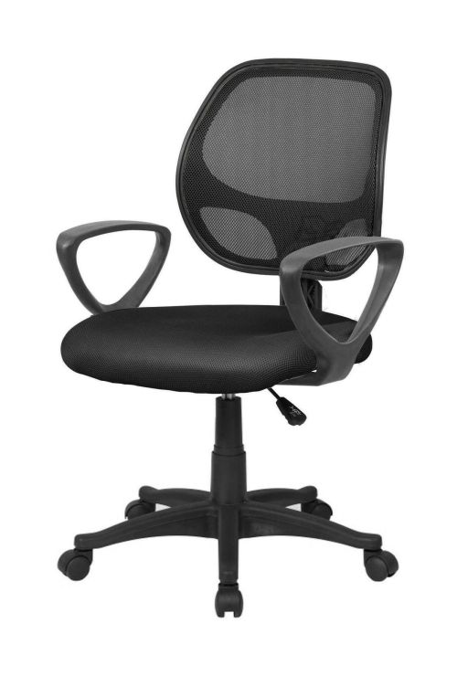 Sedia da ufficio Geraldton, Poltrona operativa a rete con braccioli, Seduta ergonomica da ufficio, 56x57h88-100 cm, Nero