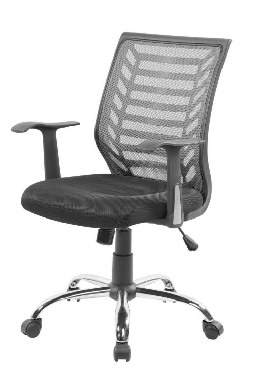 Sedia da ufficio Harbour, Sedia operativa a rete con braccioli, Seduta ergonomica da ufficio, 59x60h93-103 cm, Grigio e Nero