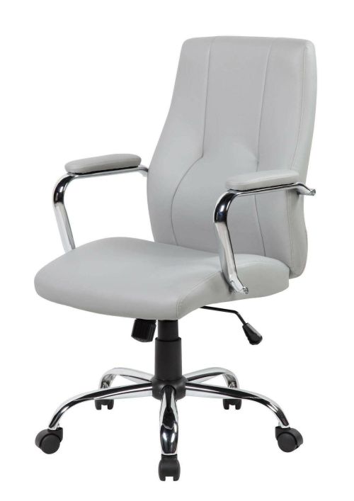 Sedia da ufficio Hobart, Poltrona direzionale con braccioli, Sedia ergonomica da ufficio, 64x58h101-111 cm, Grigio