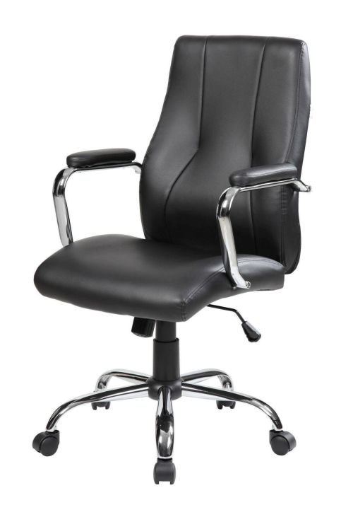 Sedia da ufficio Hobart, Poltrona direzionale con braccioli, Sedia ergonomica da ufficio, 64x58h101-111 cm, Nero