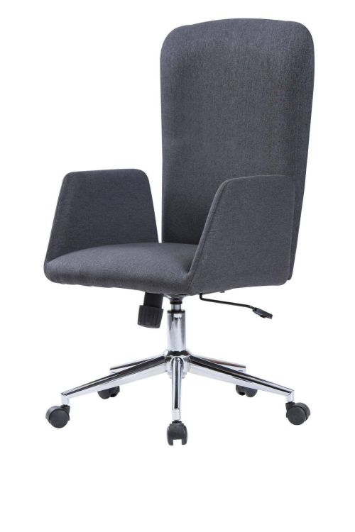 Sedia da ufficio Launceston, Poltrona presidenziale con braccioli, Sedia ergonomica direzionale da ufficio, 55x56h98-105 cm, Grigio