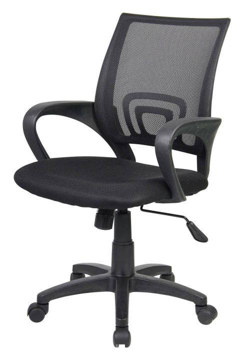 Sedia da ufficio Lismore, Sedia operativa a rete con braccioli, Seduta ergonomica da ufficio, 59x54h90-100 cm, Nero