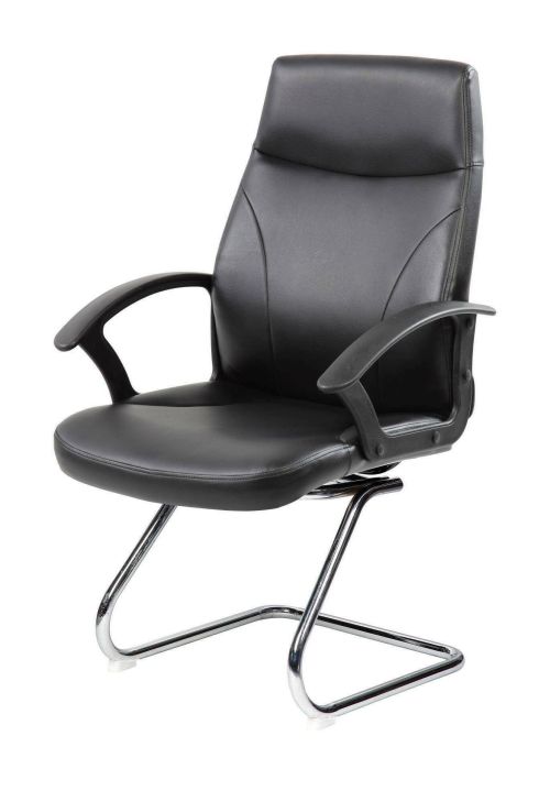 Sedia da ufficio Macquarie, Poltrona direzionale con braccioli, Sedia ergonomica da ufficio, Nero, 60x59h95, cm