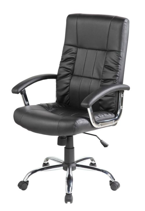 Sedia da ufficio Melton, Poltrona direzionale con braccioli, Sedia ergonomica da ufficio, 69x64h106-116 cm, Nero
