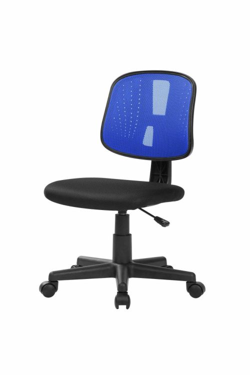 Sedia da ufficio Nowra, Sedia operativa da ufficio, Seduta ergonomica da ufficio, 49x43h81-93 cm, Nero e Blu