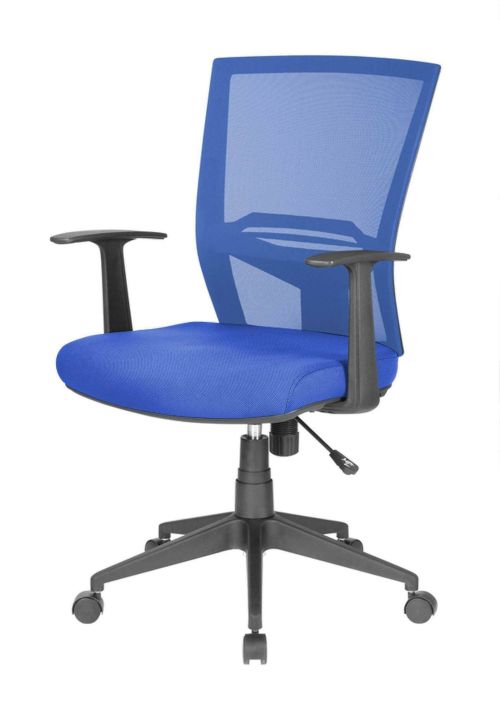 Sedia da ufficio Palmerston, Poltrona direzionale a rete con braccioli, Seduta ergonomica da ufficio, 59x64h96-106 cm, Blu