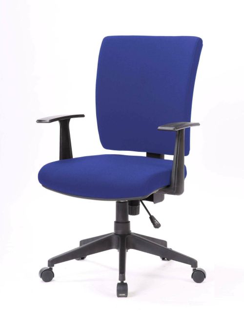 Sedia da ufficio Palmerston, Poltrona direzionale con braccioli, Seduta ergonomica da ufficio, 61x65h98-108 cm, Blu