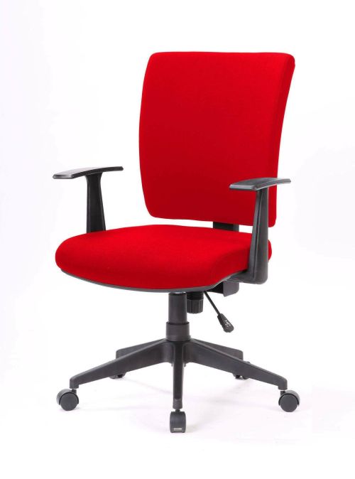 Sedia da ufficio Palmerston, Poltrona direzionale con braccioli, Seduta ergonomica da ufficio, 61x65h98-108 cm, Rosso