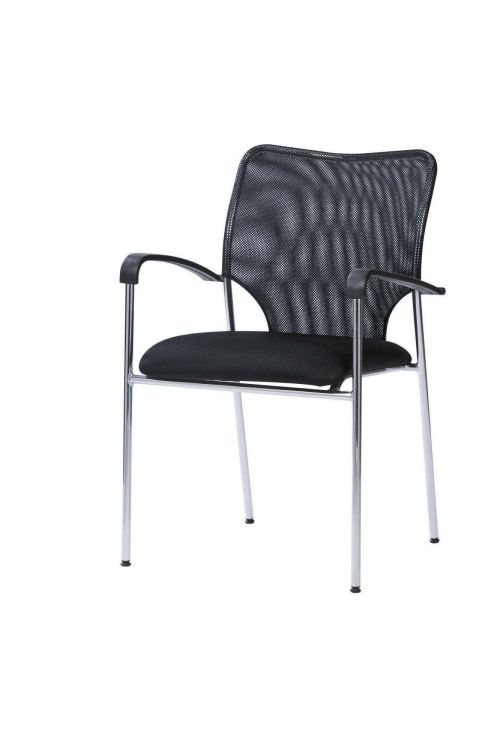 Sedia da ufficio Warrnambool, Sedia sala da attesa imbottita per ufficio, Seduta ergonomica da attesa, 58x54h83 cm, Nero